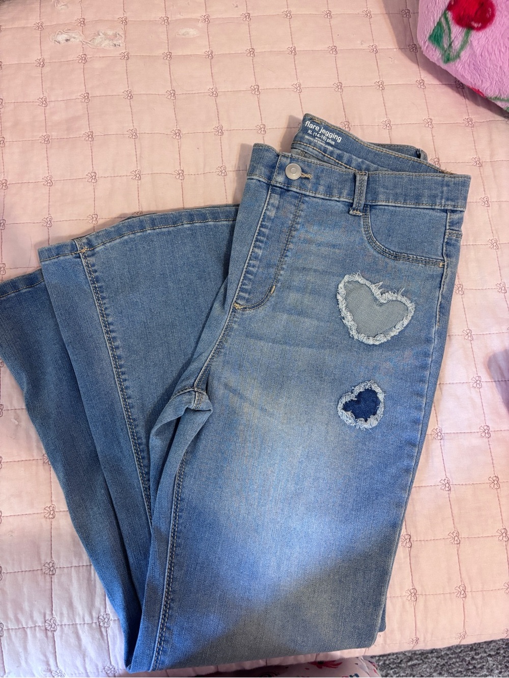 wonder nation Light Blue Denim Jeans with Heart Patches